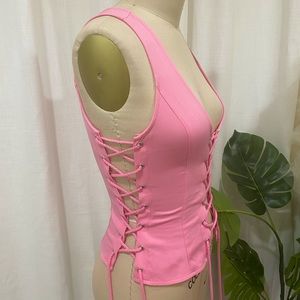 Pink drawstring top from PLT